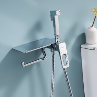 Гигиенический душ со смесителем Raglo R51.55 с полкой и бумагодержателем хром